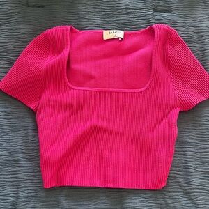 Babaton Fuchsia Ribbed Crop Top